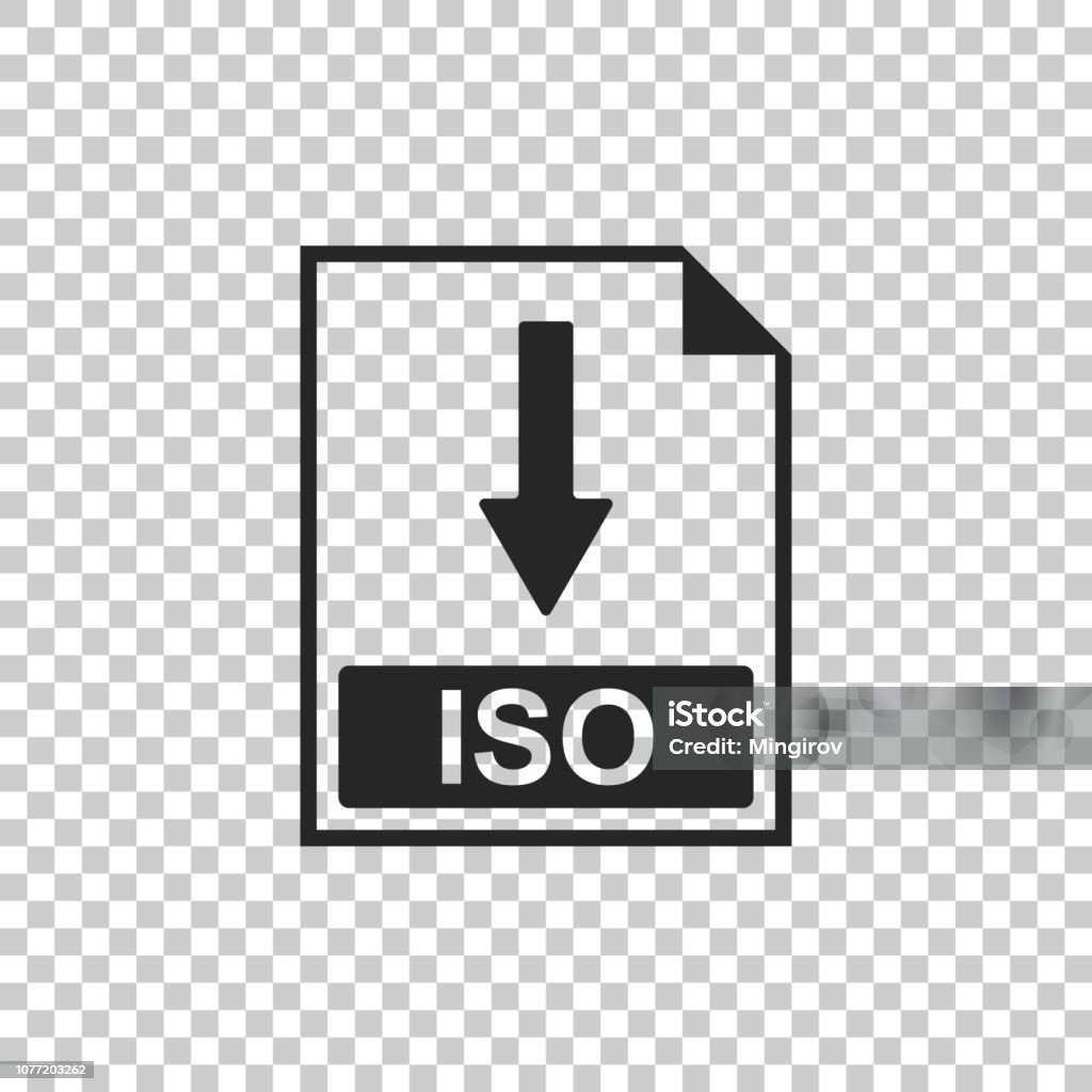 ISO file document icon. Download ISO button icon isolated on transparent background. Flat design. Vector Illustration Arrow Symbol stock vector
