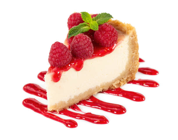 istock Piece of cheesecake with raspberries and mint 1077207396