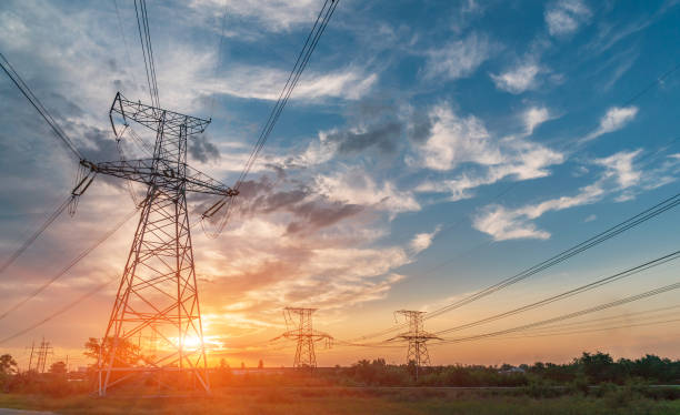 istock High-voltage power lines. Electricity distribution station. high voltage electric transmission tower. Distribution electric substation with power lines and transformers 1077212332