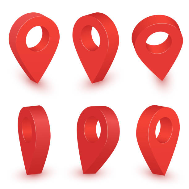 istock GPS navigator pin checking red color on white background. Set of local markers 1077219180