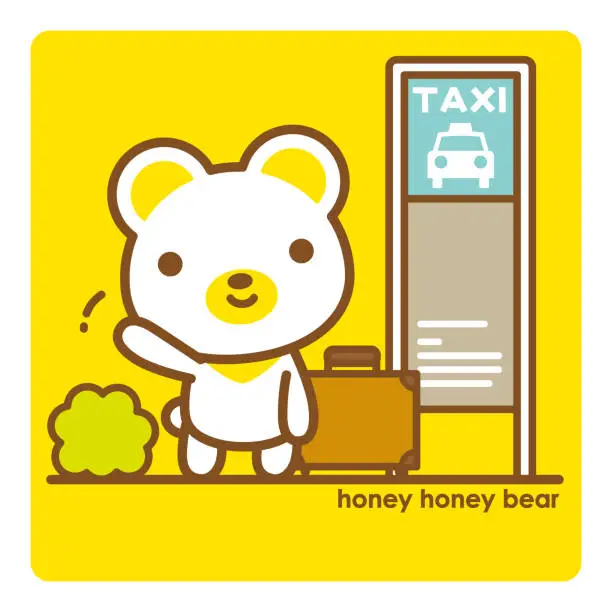 Vector illustration of Honey honey bear/wait for a taxi