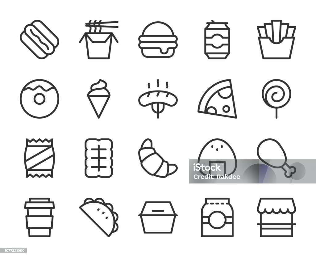 Fast Food - Line Icons Fast Food Line Icons Vector EPS File. Icon Symbol stock vector