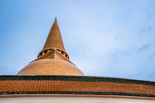 istock Wat Phra Pathom Chedi in blue sky, Thailand. Golden stupas. 1077222028