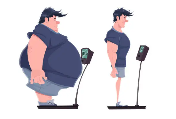 Vector illustration of Before and After (weight loss)