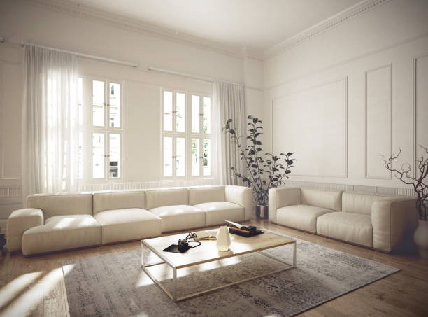 istock Vintage style penthouse living room interior 1077234740