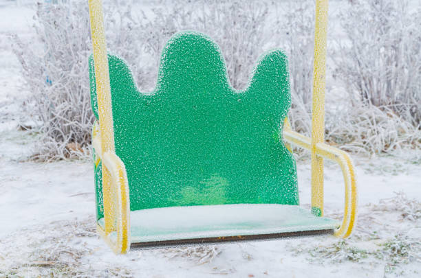 Lonely playground on a cold winter day.
