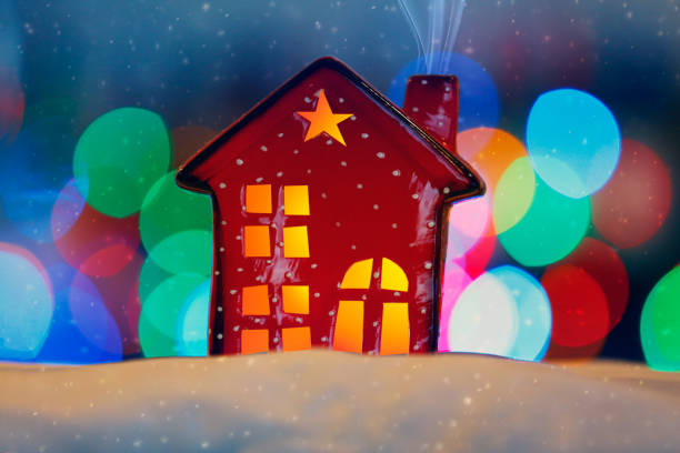 istock Little decorative Christmas house 1077235606