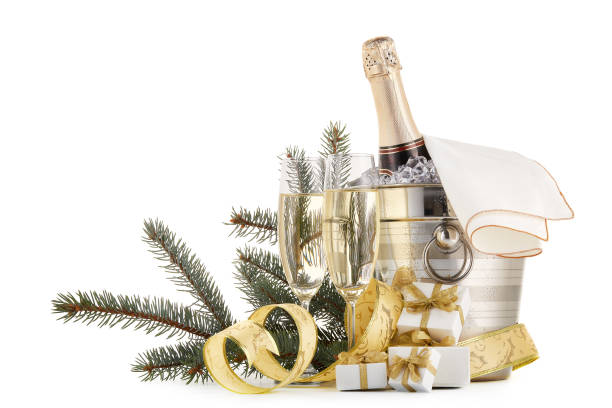 istock Champagne and Christmas and New Year decorations 1077235830