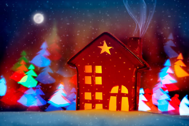 istock Little decorative Christmas house 1077237048