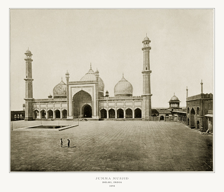 Antique India Photograph: Jumma Musjid, Delhi, India, 1893. Source: Original edition from my own archives. Copyright has expired on this artwork. Digitally restored.