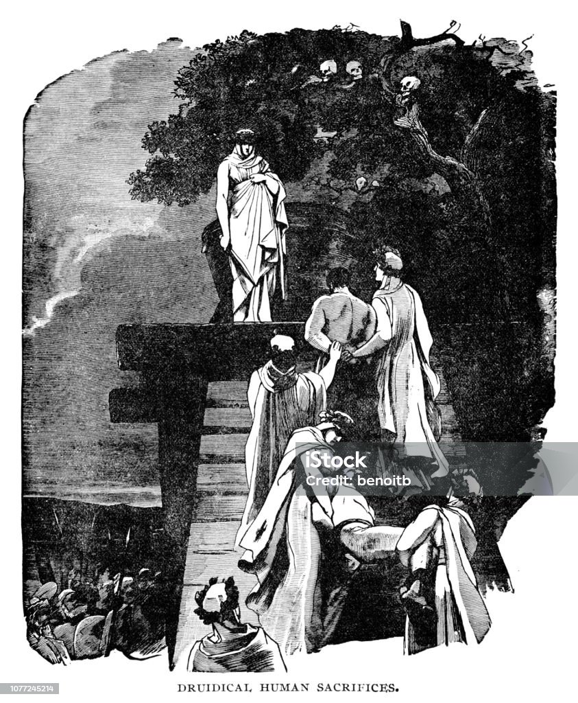 Druidical Human Sacrifices Druidical Human Sacrifices - Scanned 1890 Engraving Druidism stock illustration