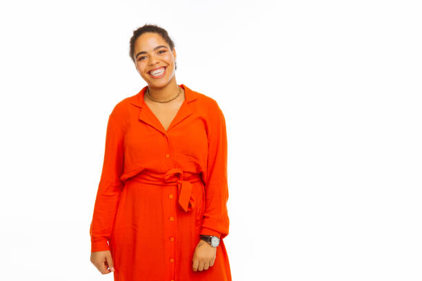 istock Joyful positive woman standing against white background 1077248442