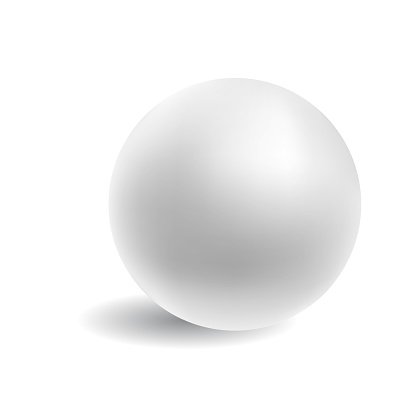 White matte realistic ball on isolated background. Vector illustration