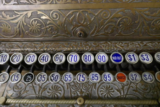 istock Antique cash register background 1077257112