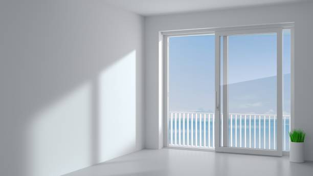 istock White sliding door in the room 1077259436