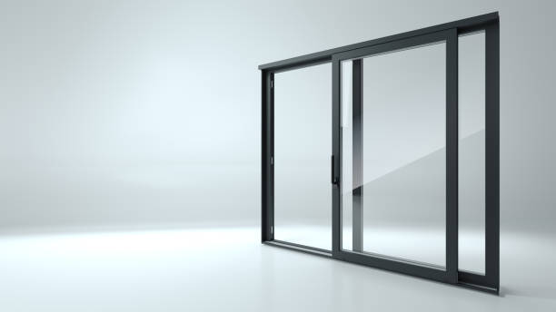 istock Black sliding door in the shop 1077259444