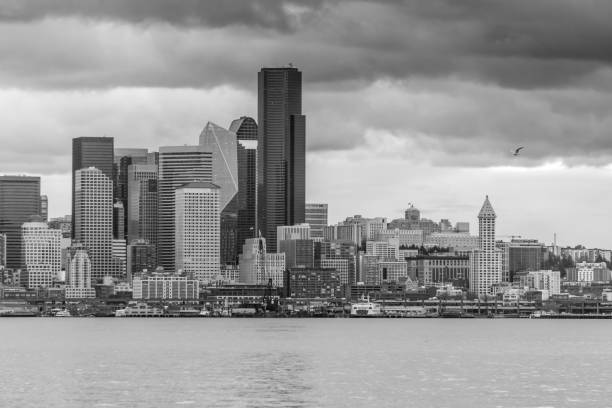 istock Night Descends On Seattle BW 3 1077259850