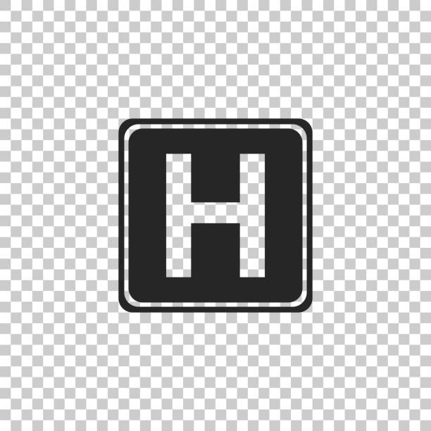 ilustraciones, imágenes clip art, dibujos animados e iconos de stock de icono de signo de hospital aislado sobre fondo transparente. diseño plano. ilustración de vector - letra h