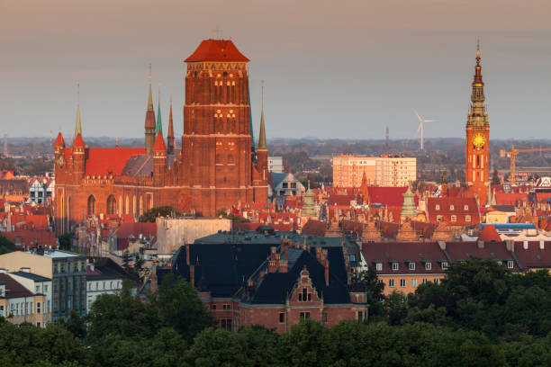 istock Panorama of Gdansk at sunset 1077265390