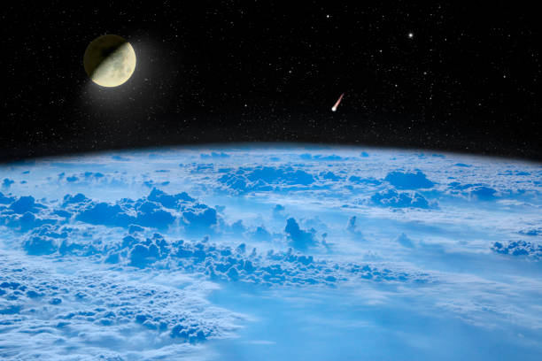 istock Moon in space over planet Earth. Space landscape. Starry sky with moon and comet 1077266098
