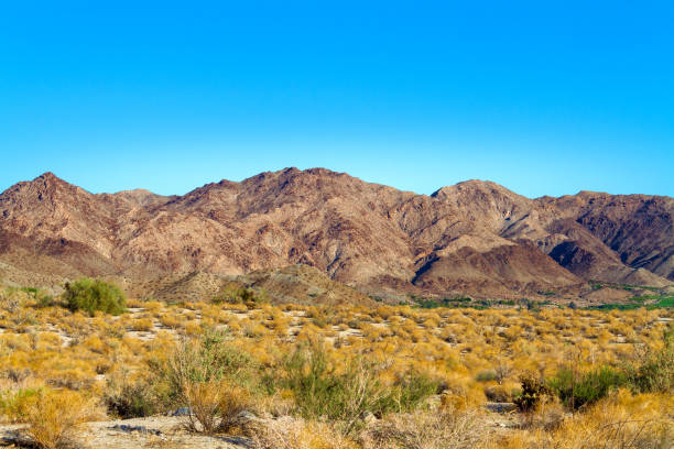 Mountain range in the Coachella Valley in California stock photo