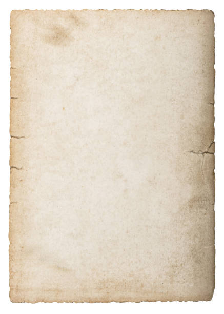 istock Used paper sheet stains isolated white background 1077274084