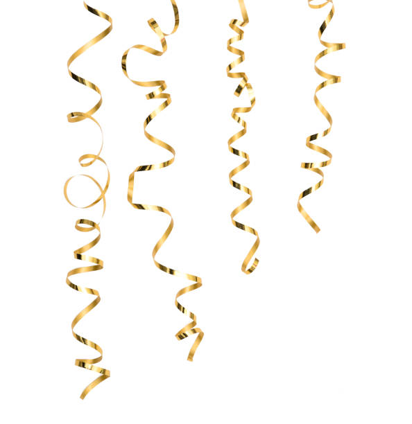 istock Golden serpentine streamer decoration white background 1077276306
