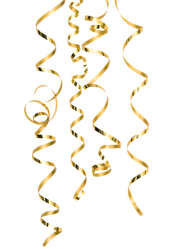 Golden serpentine decoration isolated on white background