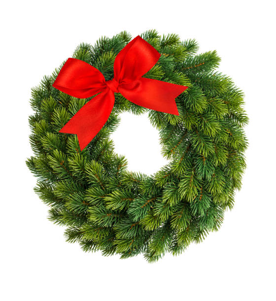 istock Christmas wreath red decoration white background 1077277568