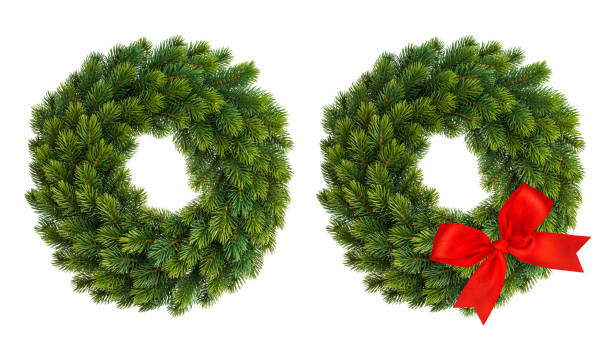 istock Christmas wreath red decoration white background 1077277586