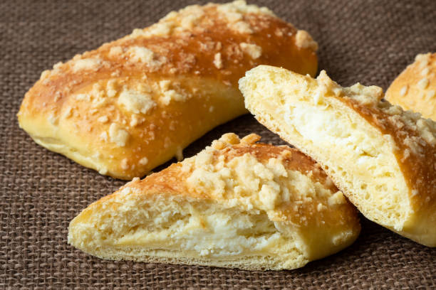 istock Fresh pastry with cottage cheese. Handmade buns. Rustic style food. 1077279764