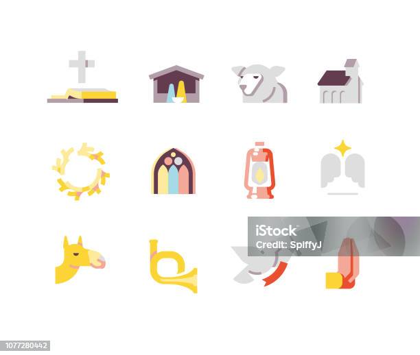 Religious Christmas Icons Stock Illustration - Download Image Now - Nativity Scene, Christmas, Sheep