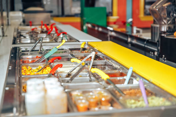 Food trays in a snackbar