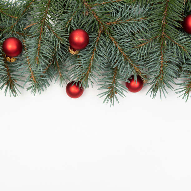 istock Christmas background with spruce and decorations 1077289070