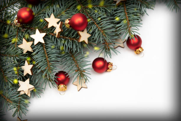 istock Christmas background with spruce and decorations 1077289188