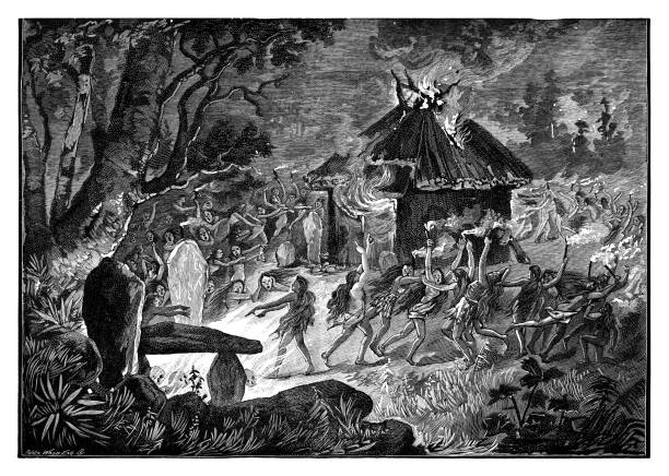 rytualny taniec druida - taniec rytualny obrazy stock illustrations