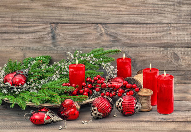 istock Christmas decorations burning candles Advent 1077299074