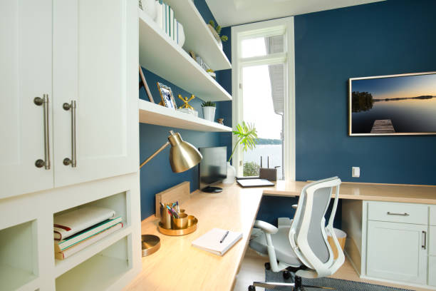 istock Modern Contemporary Interior Design of Home Office Room 1077299840