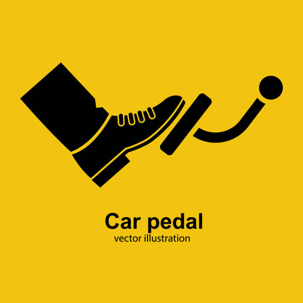 ilustrações de stock, clip art, desenhos animados e ícones de pedal car black icon silhouette - travão