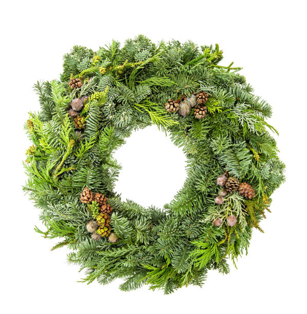 istock Christmas wreath fir pine spruce white background 1077307288