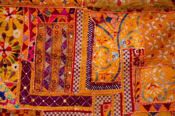 istock Indian patchwork carpet in Rajasthan, Asia Close up 1077307630