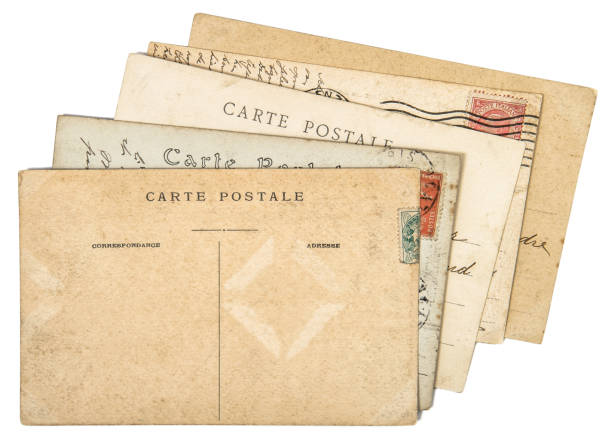 istock Old handwritten postcards letter Used paper background 1077307800