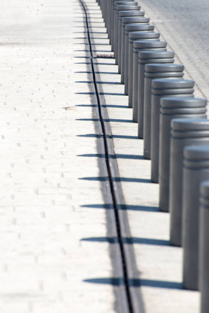 Street bollards line up