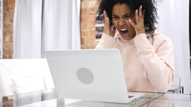 istock Screaming Loud, Angry Afro-American Woman going Crazy by Problems 1077318032