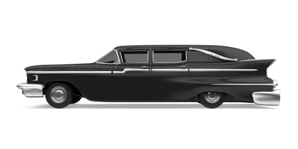Hearse Car isolated on white background. 3D render