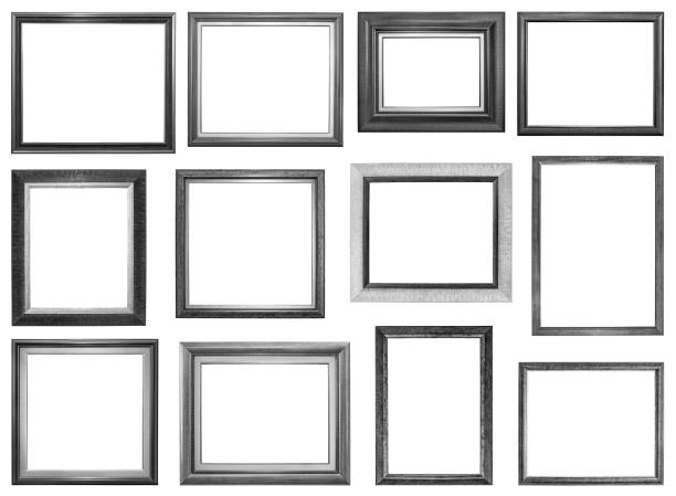 silver frame multiple selection - picture frame classical style elegance rectangle imagens e fotografias de stock