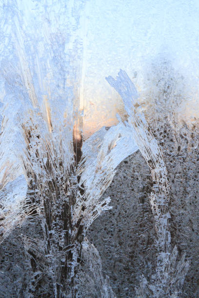 istock Frosty patterns on a frozen ice box in the early morning 1077331816
