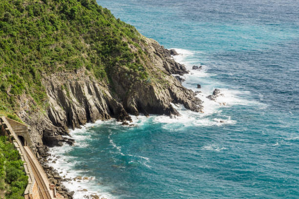 istock Mediterranean coast by Monterosso in Cinque Terre, Italy 1077342764