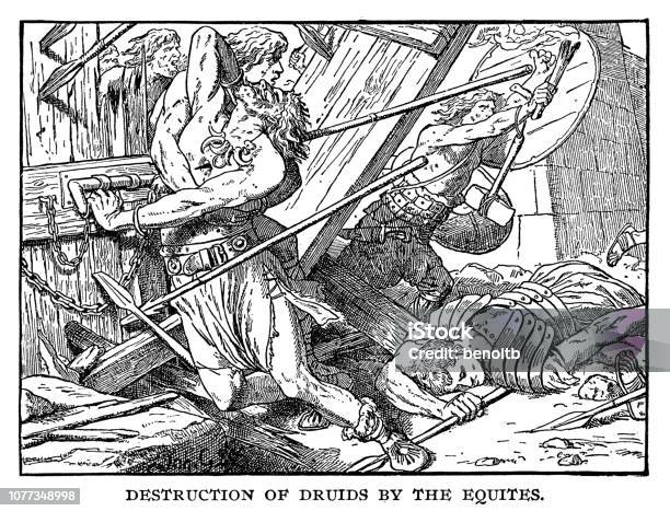 Destruction Of Druids By The Equites Stock Illustration - Download Image Now - Druidism, 19th Century, 19th Century Style
