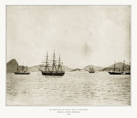 Antique Brazil Photograph: Harbor of Rio De Janeiro, Brazil, 1893: Original edition from my own archives. Copyright has expired on this artwork. Digitally restored.